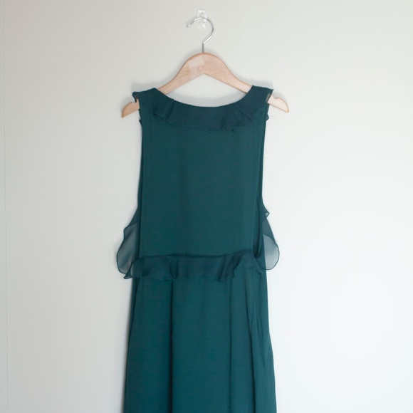 Free People dark green emerald dress with ruffles - Picture 2 of 7